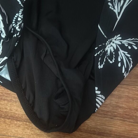 Swim solutions floral one piece swimwear bathing suit black white tropical‎ - Picture 3 of 9